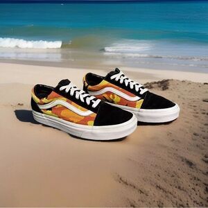 Vans Old Skool Pop Camo Orange Women's Sneakers Size 7M